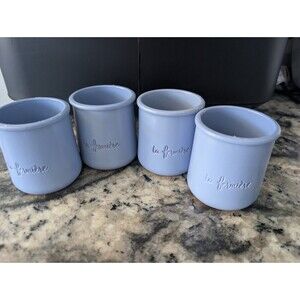 Set of 4 French La Fermiere Yogurt Clay Pots Periwinkle Blue